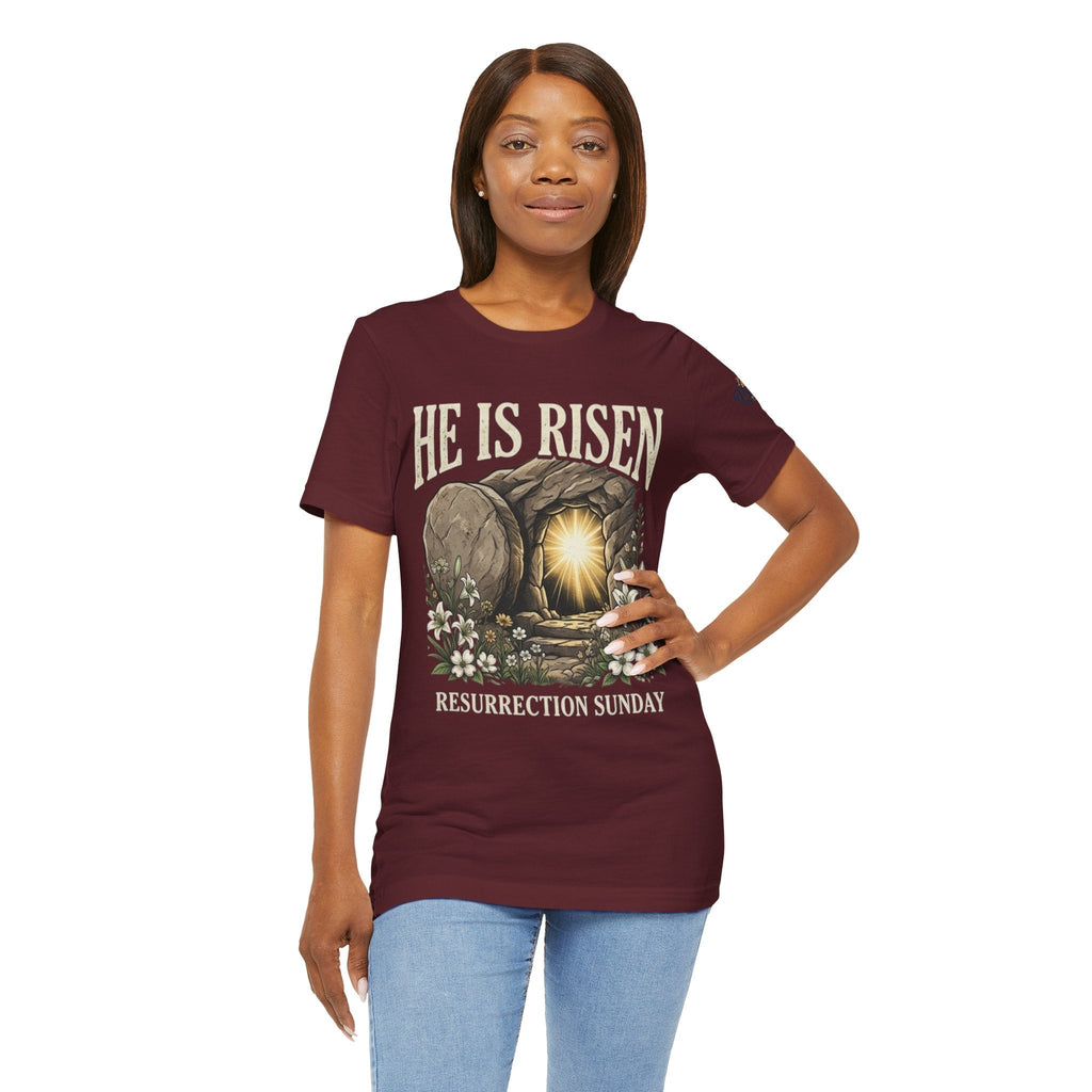 He Is Risen T-Shirt — Jesus Christ Resurrection Easter Tee Printify