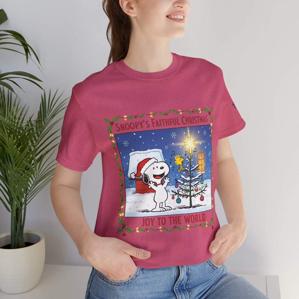 🎄 Faithful Christmas Friends – Christian Holiday T-Shirt | Festive Tree & Cartoon Duo | Heartwarming Christmas Tee by Uplifted Gear Printify