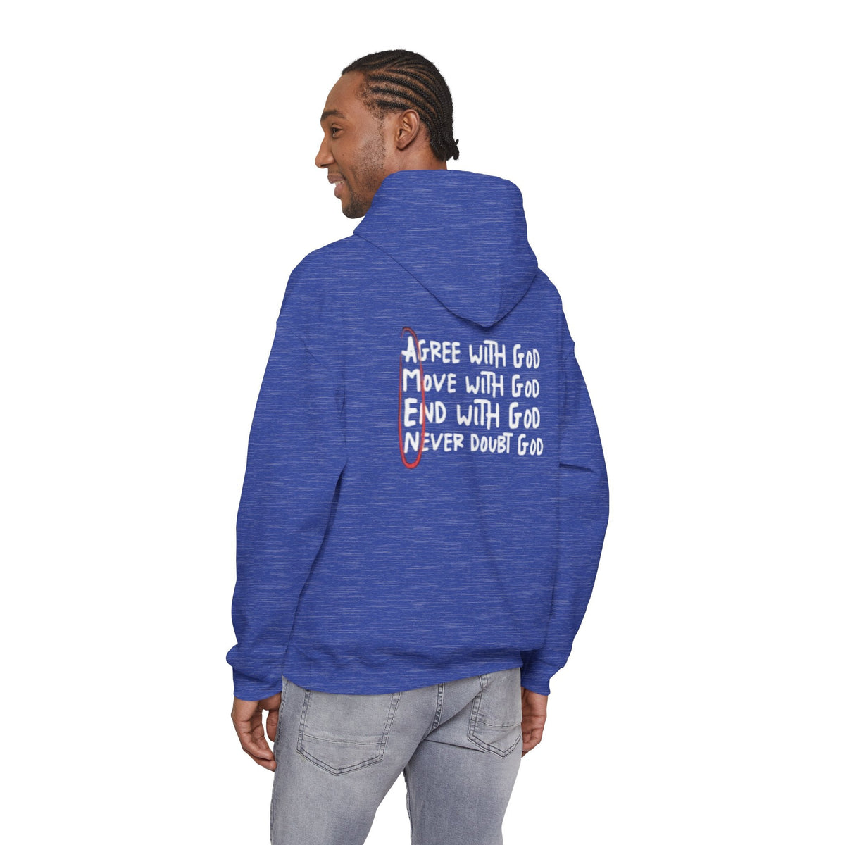 AMEN Acronym Hoodie – Agree with God Move with God End with God Never Doubt God Christian Sweatshirt for Unwavering Faith Printify
