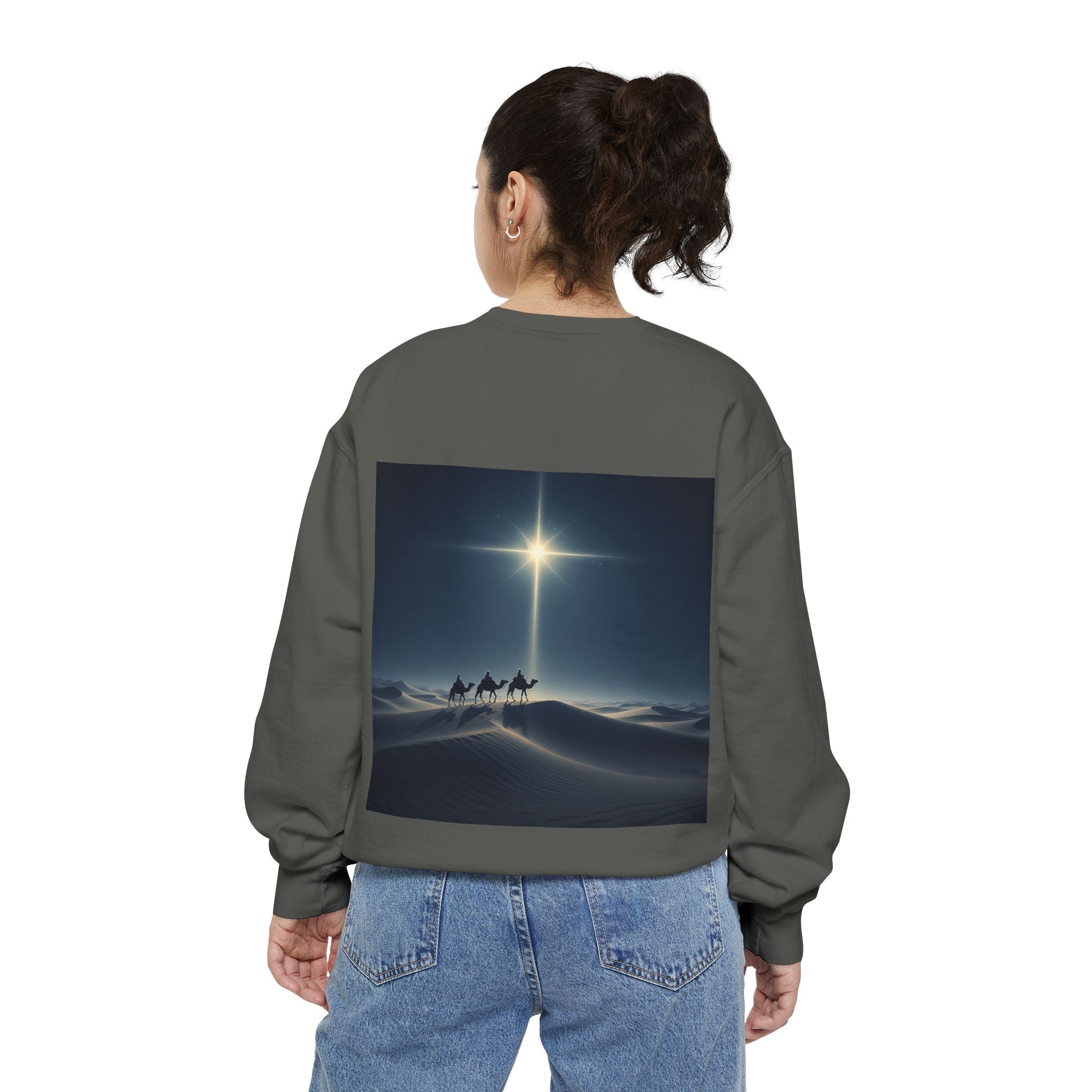 3 Wise Men Sweatshirt – Magi Camels Nativity Journey Christian Christmas Sweatshirt for Epiphany Faith & Holy Night Printify