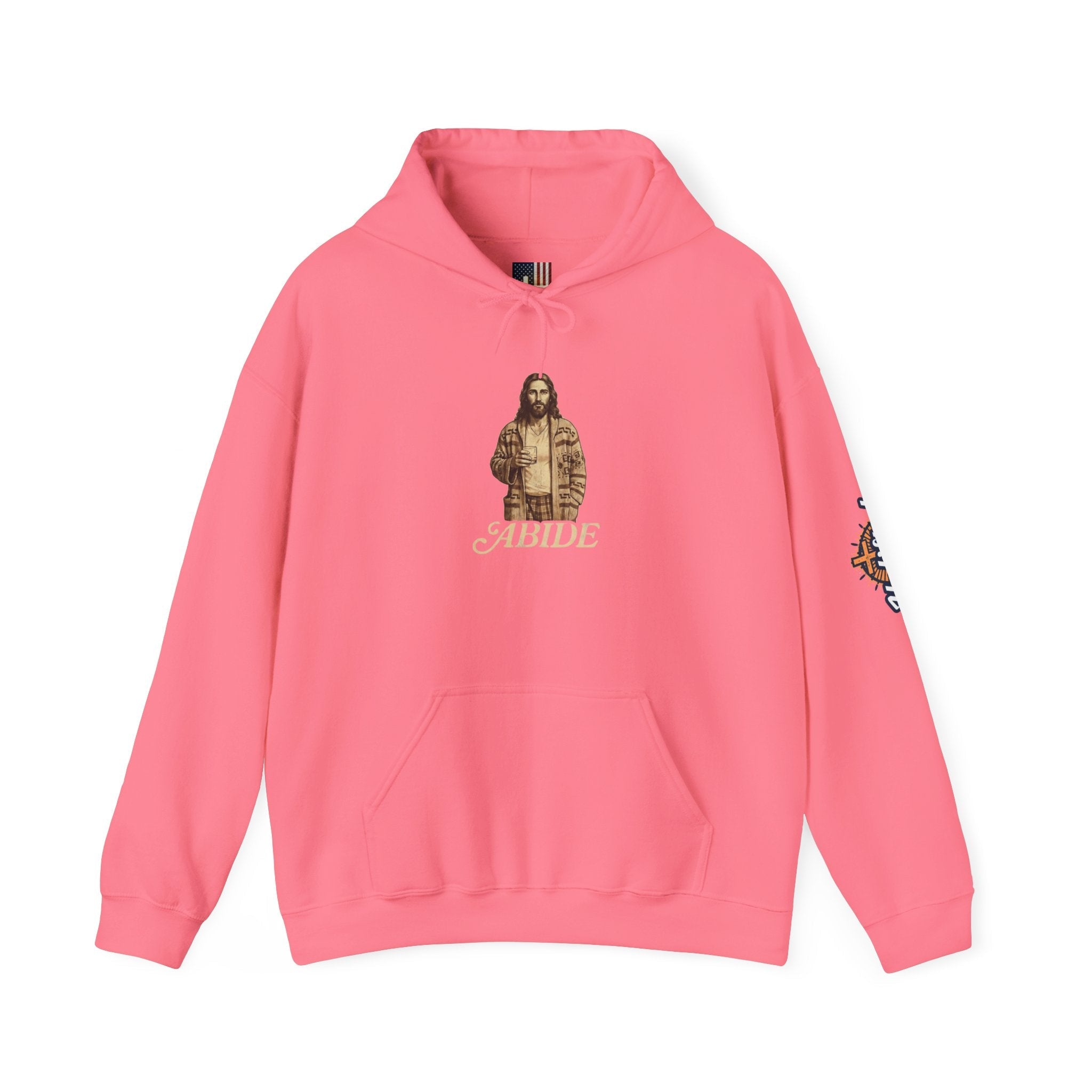 Abide Jesus Hoodie — Vintage 'The Dude' Religious Graphic Hoodie Printify