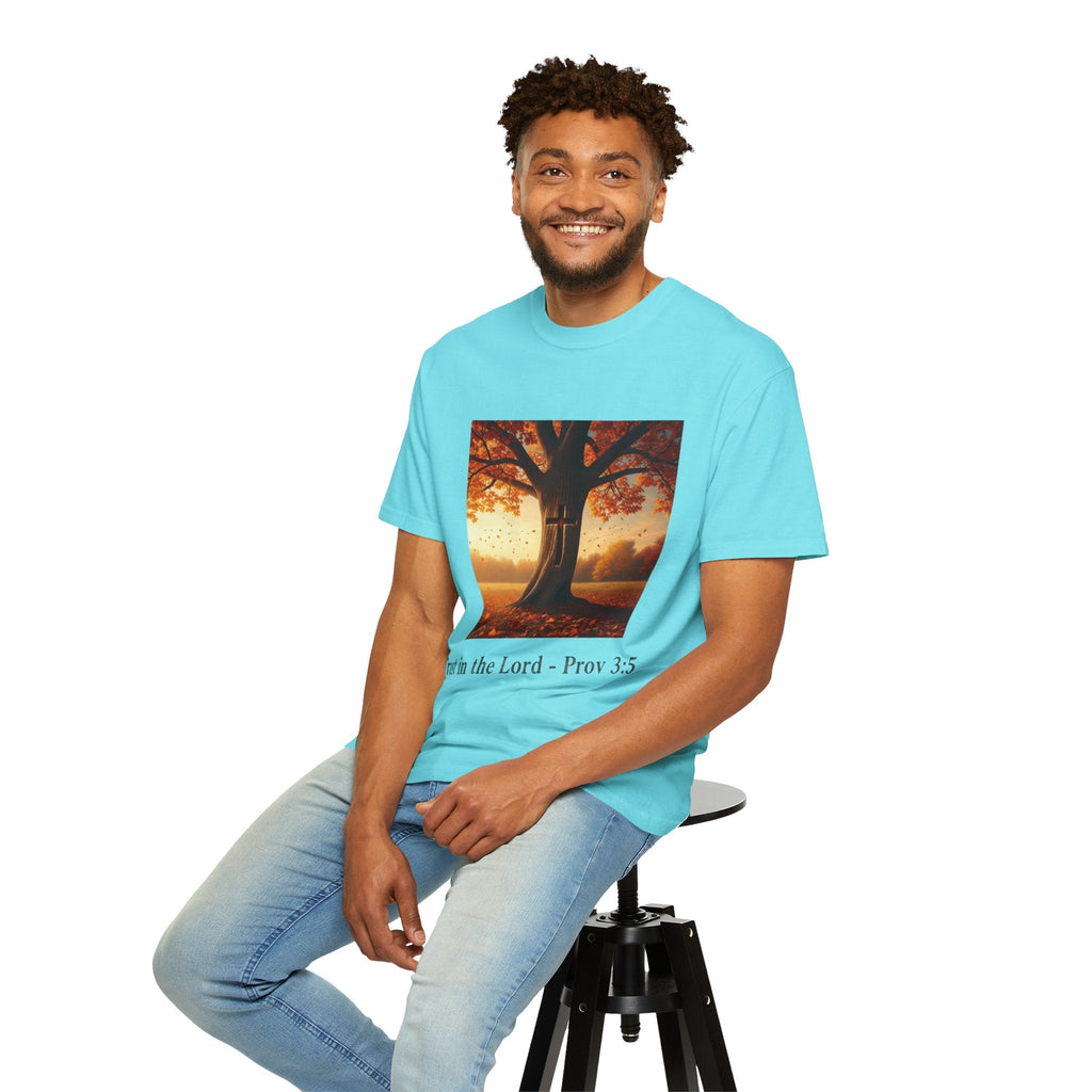Trust in the Lord T-Shirt – Autumn Tree Christian Tee with Proverbs 3:5 Printify