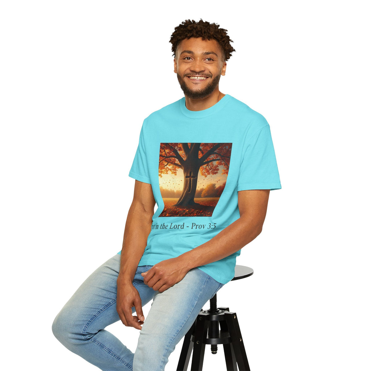 Trust in the Lord T-Shirt – Autumn Tree Christian Tee with Proverbs 3:5 Printify