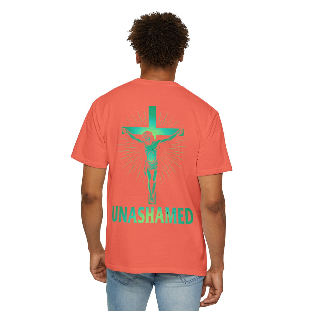 Unashamed T-shirt – Romans 1:16 Crucifixion Christian t-shirt for Bold Unwavering Faith Printify