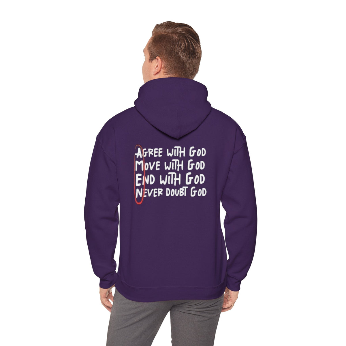 AMEN Acronym Hoodie – Agree with God Move with God End with God Never Doubt God Christian Sweatshirt for Unwavering Faith Printify