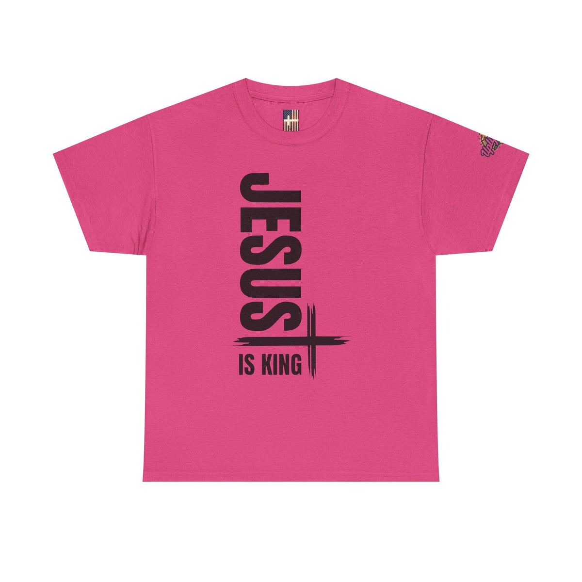 Jesus Is King T-shirt | Modern Typographic Cross Christian T-shirt Printify
