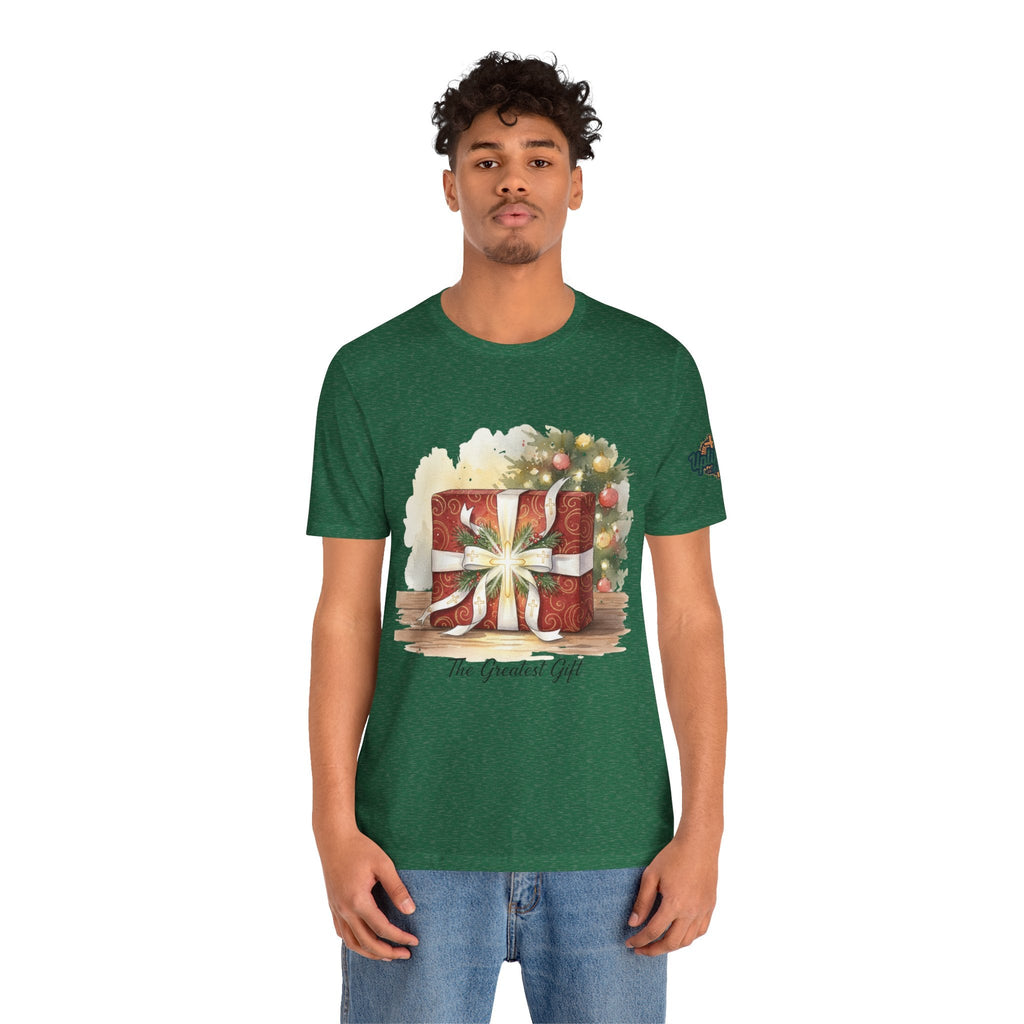 The Greatest Gift T-shirt – Cross Bow Present Christian T-shirt for Christmas Salvation & Eternal Faith Printify