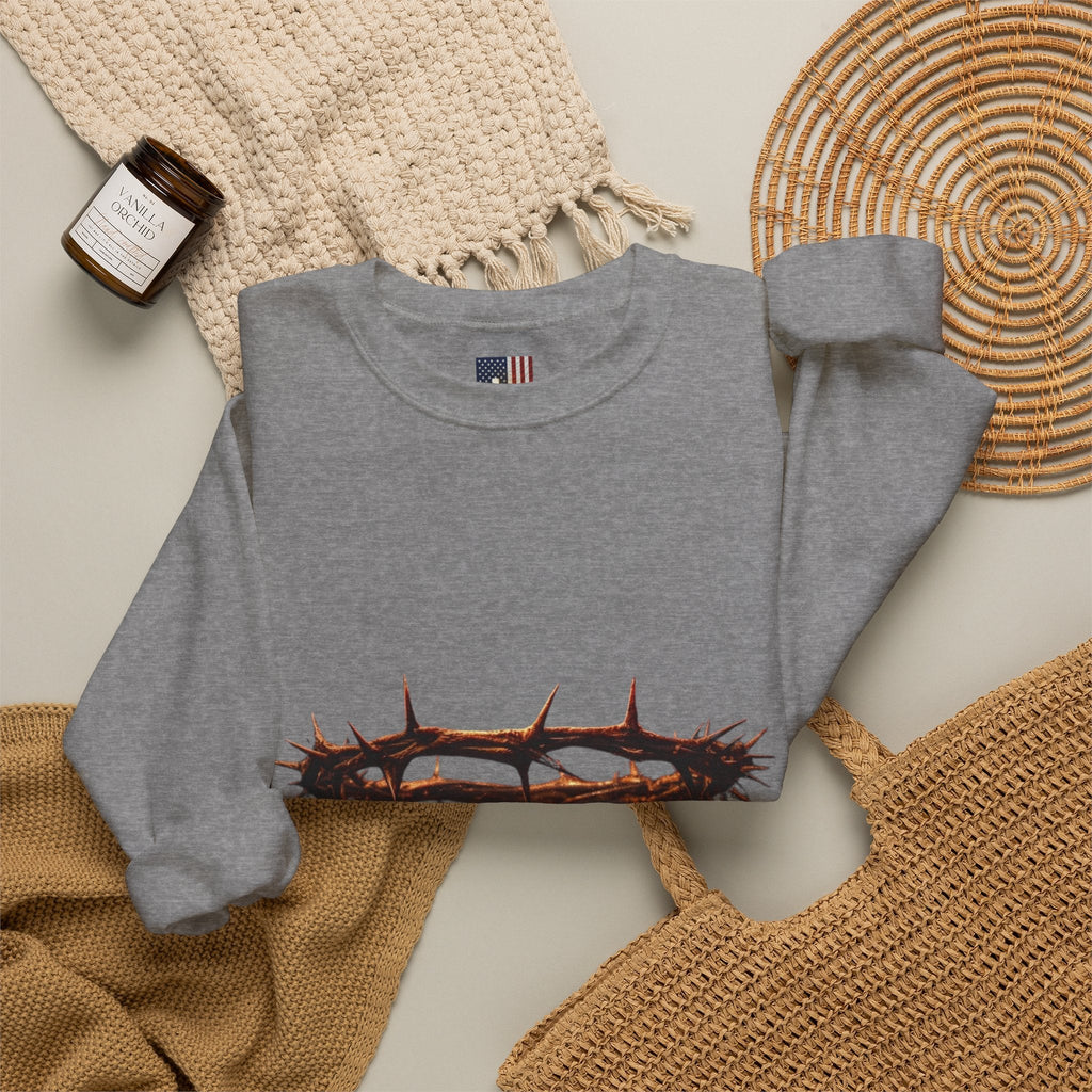 It Is Finished Crown of Thorns Sweatshirt — Christian John 19:30 Faith Sweatshirt Printify