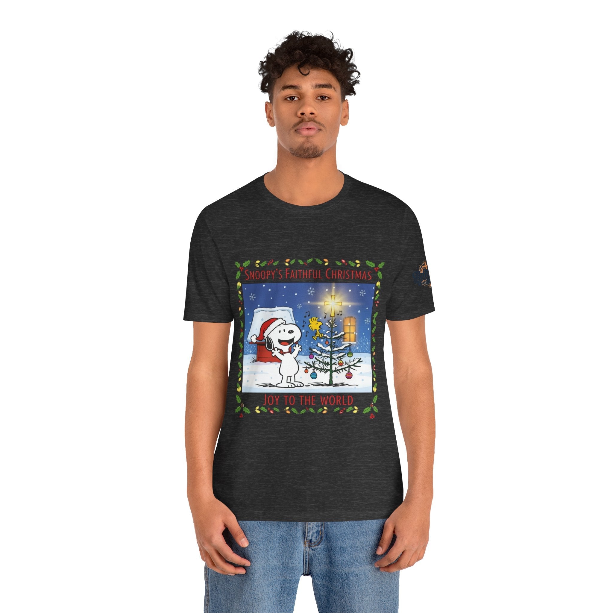 🎄 Faithful Christmas Friends – Christian Holiday T-Shirt | Festive Tree & Cartoon Duo | Heartwarming Christmas Tee by Uplifted Gear Printify