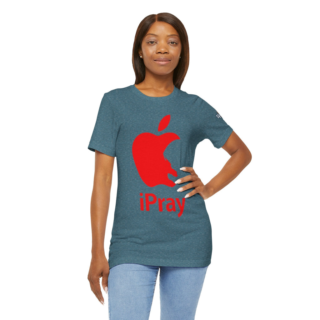 iPray Red Apple Christian T-Shirt — Faith Graphic Tee Printify