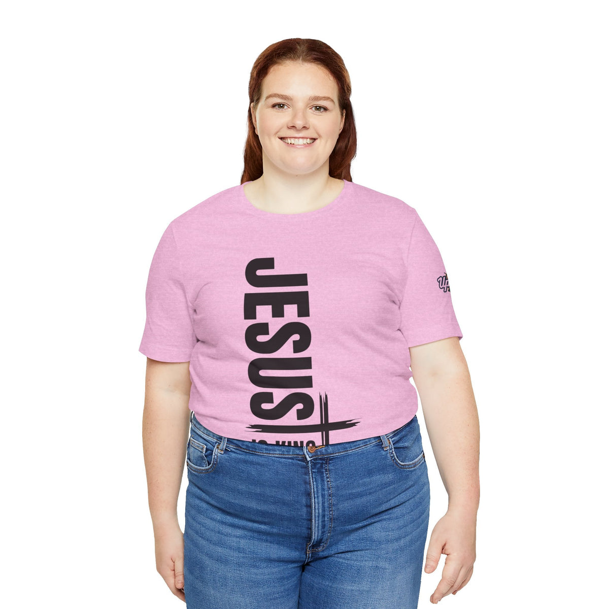 Jesus Is King T-shirt | Modern Typographic Cross Christian T-shirt Printify