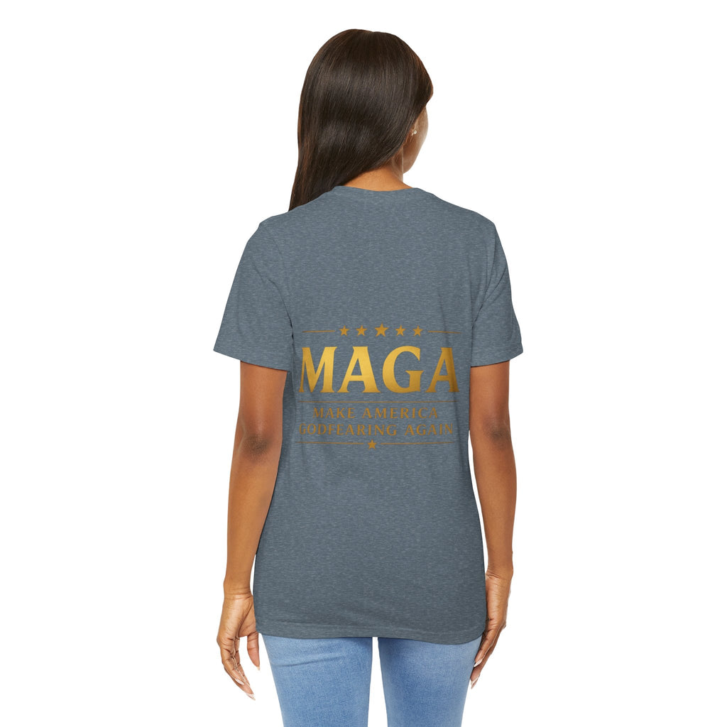 MAGA Gold Letter T-Shirt — "Make America Great Again" Printify