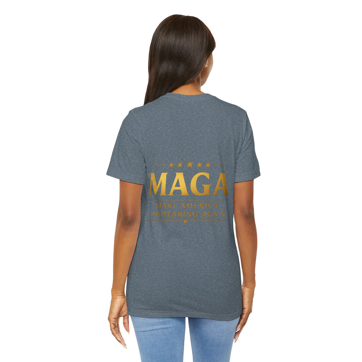MAGA Gold Letter T-Shirt — "Make America Great Again" Printify