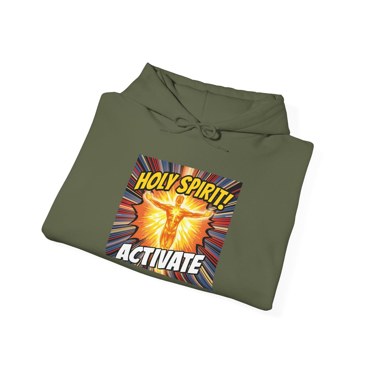 Holy Spirit Activate Hoodie – Superhero Christian Sweatshirt with Vibrant Power-Up Design for Faith-Fueled Boldness Printify