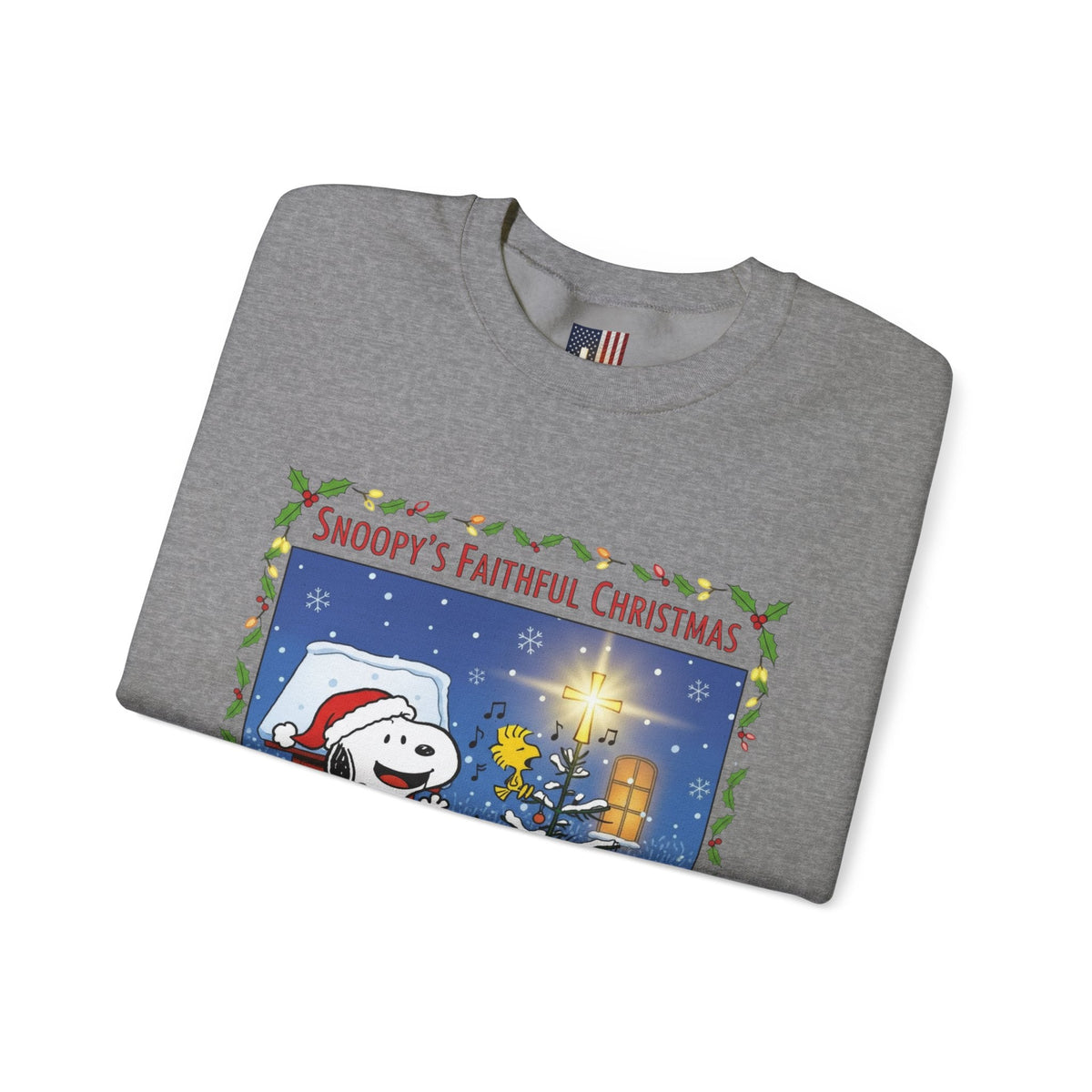 🎄 Faithful Christmas Friends – Christian Holiday Sweatshirt | Festive Tree & Cartoon Duo | Heartwarming Christmas Tee by Uplifted Gear Printify