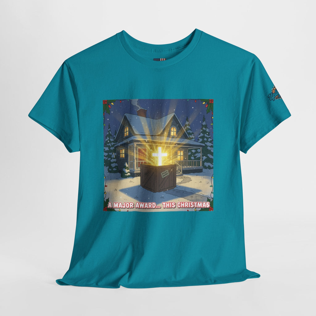A Major Award This Christmas T-shirt – Fragile Leg Lamp Parody Cross Unboxing Christian T-shirt for Hilarious Faith & Holiday Glow Printify