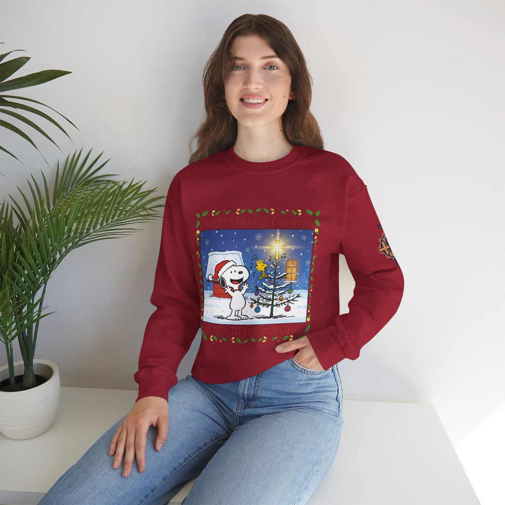 🎄 Faithful Christmas Friends – Christian Holiday Sweatshirt | Festive Tree & Cartoon Duo | Heartwarming Christmas Tee by Uplifted Gear Printify