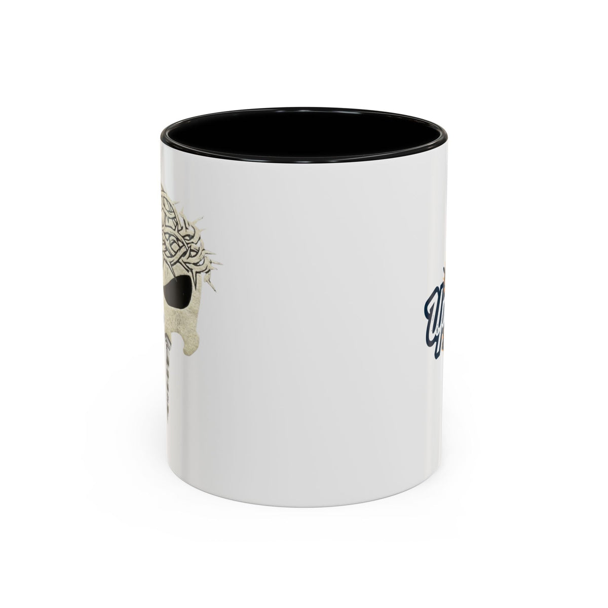 Christian Skull Coffee Mug — Crown of Thorns “Warrior Faith” (11/15 oz) Printify