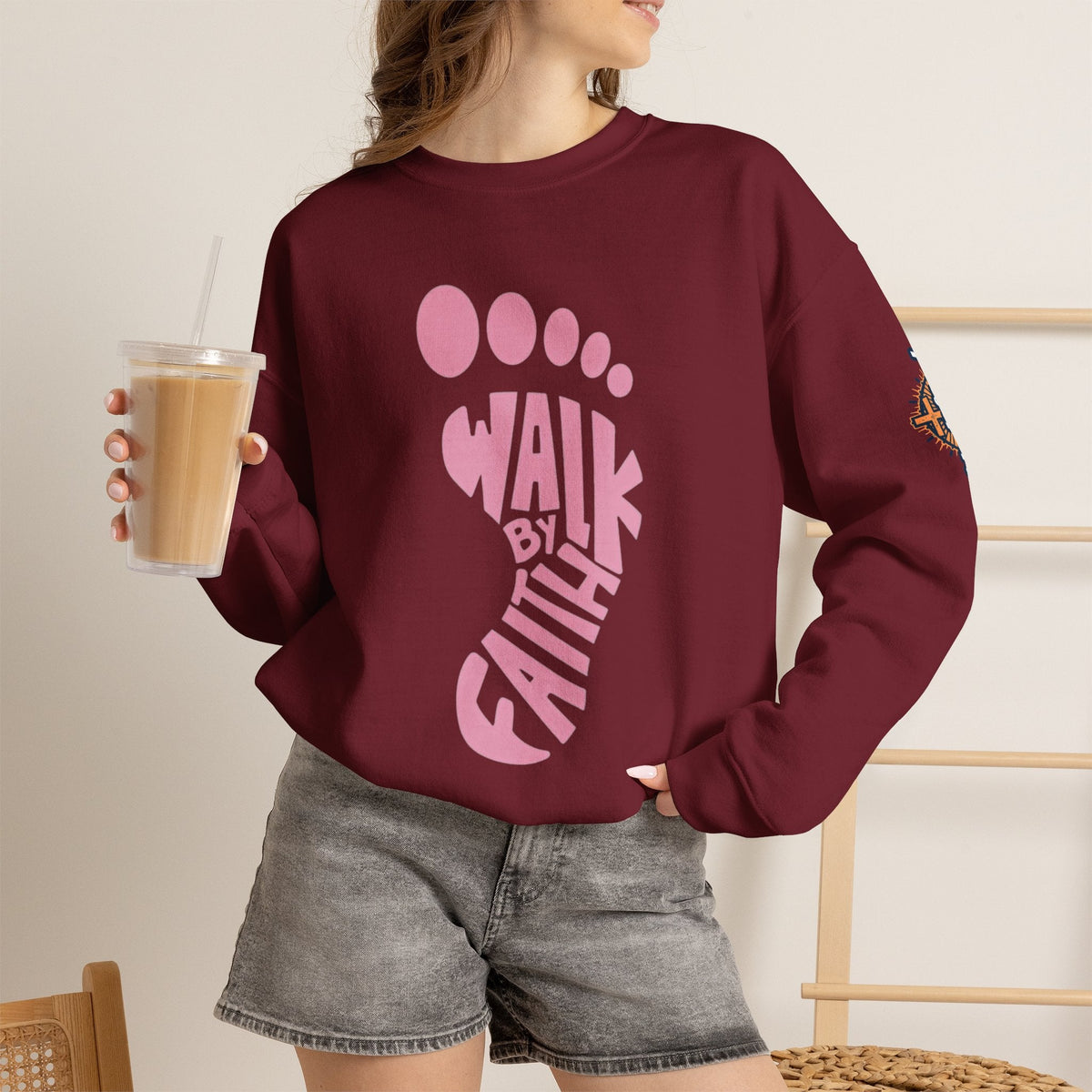 Walk By Faith Footprint Sweatshirt Printify