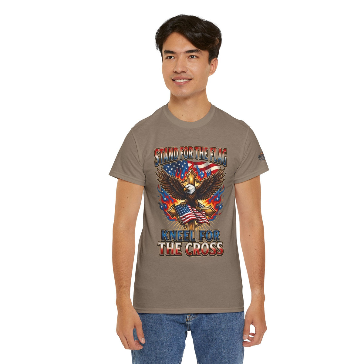 Stand for the Flag Kneel for the Cross T-shirt | Patriotic Eagle T-shirt Printify