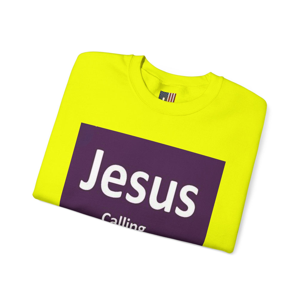 Jesus Calling Sweatshirt – Funny Cell Phone Screen Christian Sweatshirt for Divine Connection & Faith Humor Printify