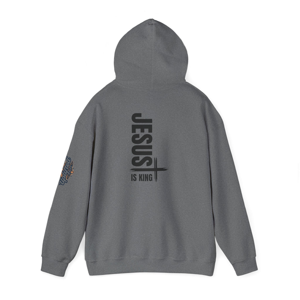 Jesus Is King Hoodie | Modern Typographic Cross Christian Hoodie Printify