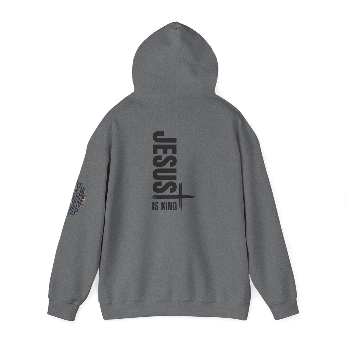 Jesus Is King Hoodie | Modern Typographic Cross Christian Hoodie Printify