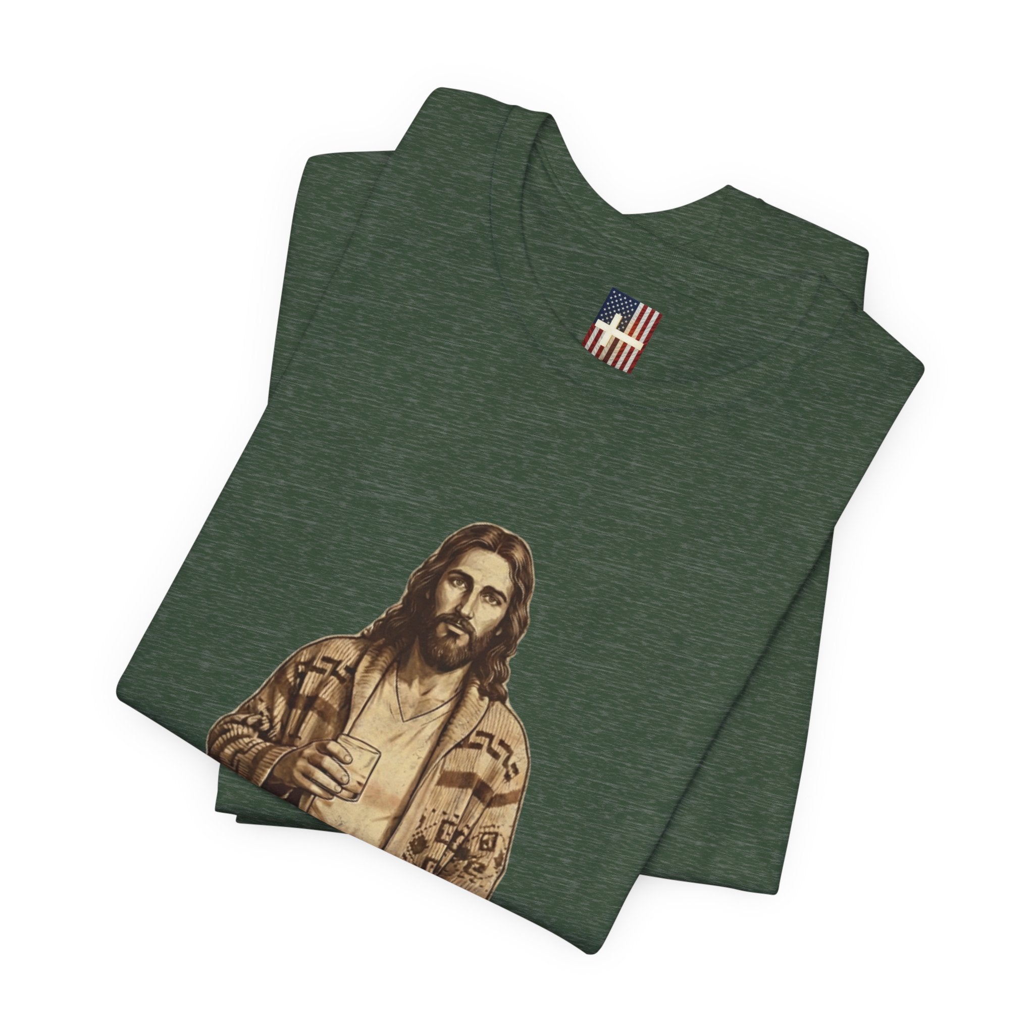 Abide Vintage Jesus Tee — "The Dude" Graphic Christian T-Shirt Printify