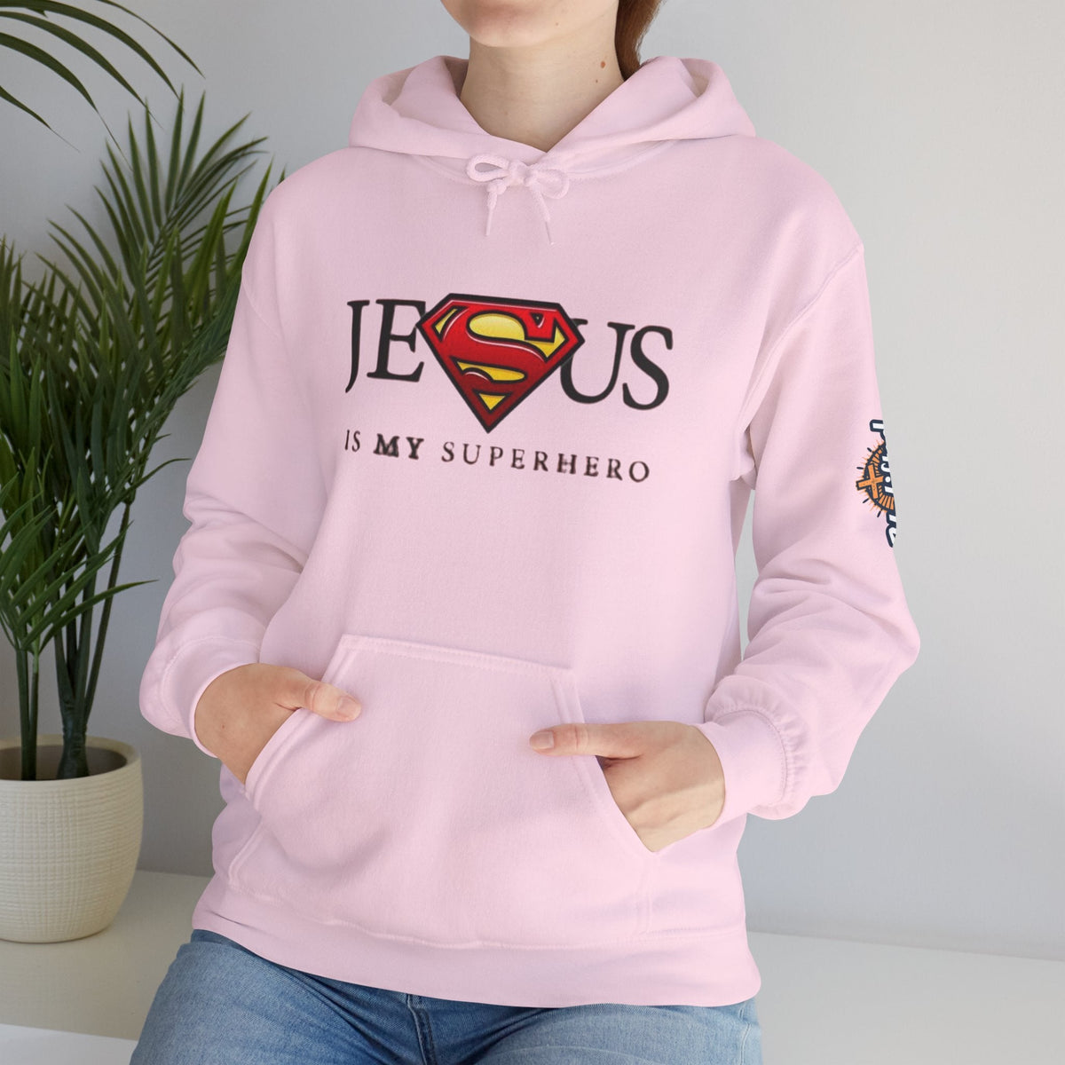 Jesus Is My Superhero Hoodie — Christian Faith Graphic Pullover Printify