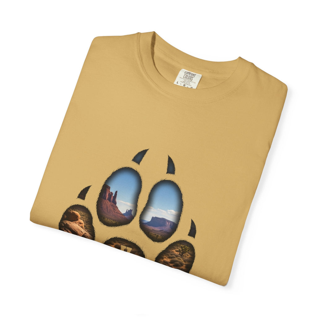 Strong and Courageous T-Shirt – Canine Pawprint Desert Joshua 1:9 Christian Tee Printify