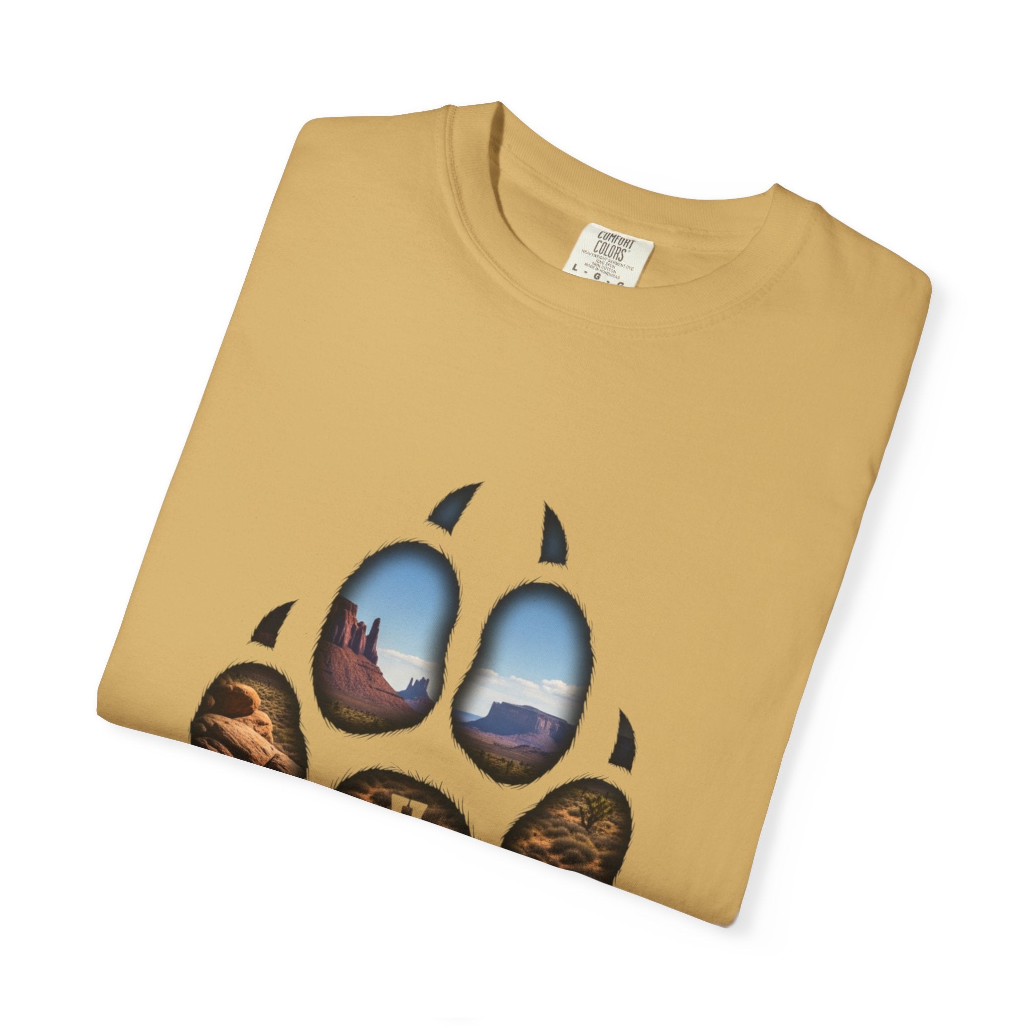 Strong and Courageous T-Shirt – Canine Pawprint Desert Joshua 1:9 Christian Tee Printify