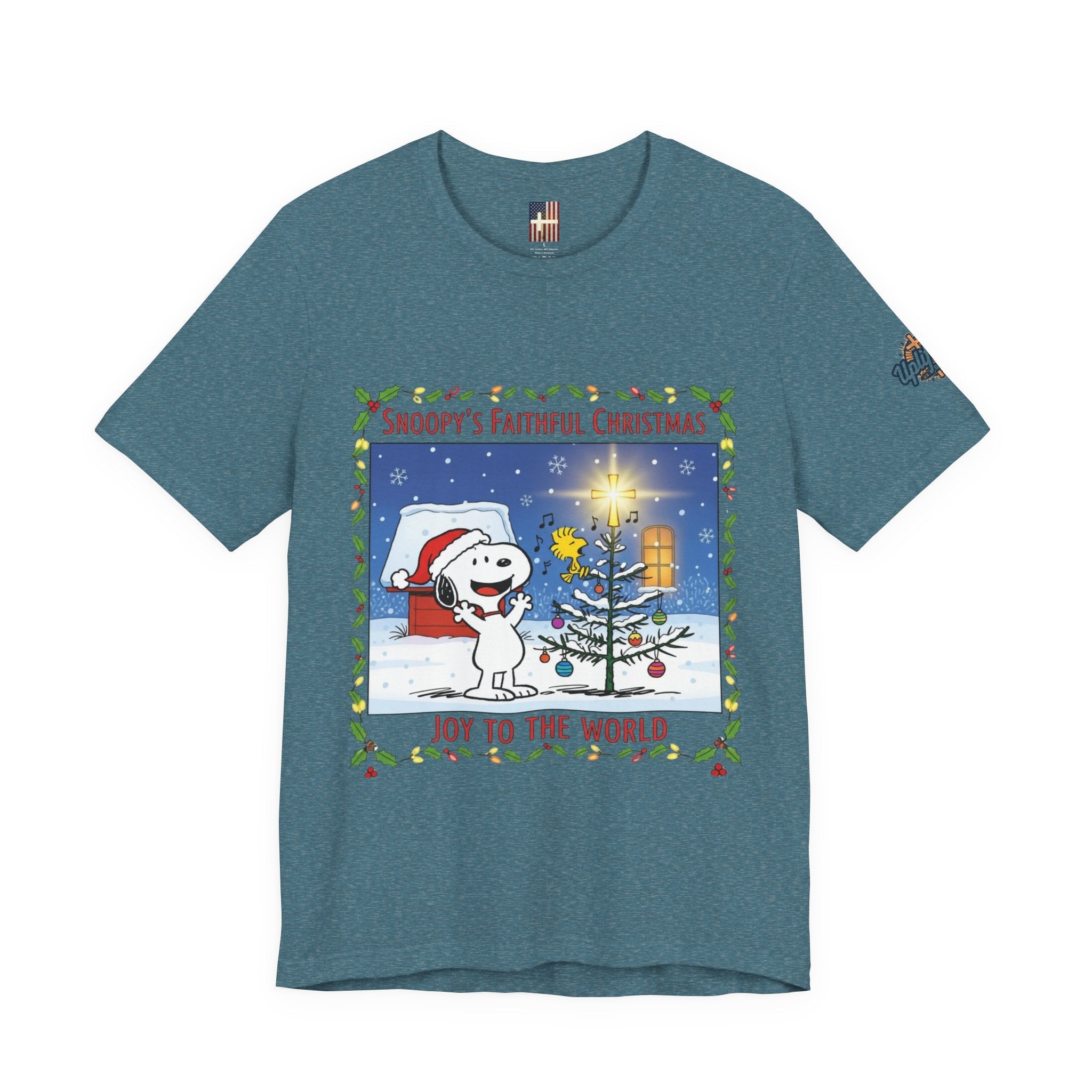 🎄 Faithful Christmas Friends – Christian Holiday T-Shirt | Festive Tree & Cartoon Duo | Heartwarming Christmas Tee by Uplifted Gear Printify