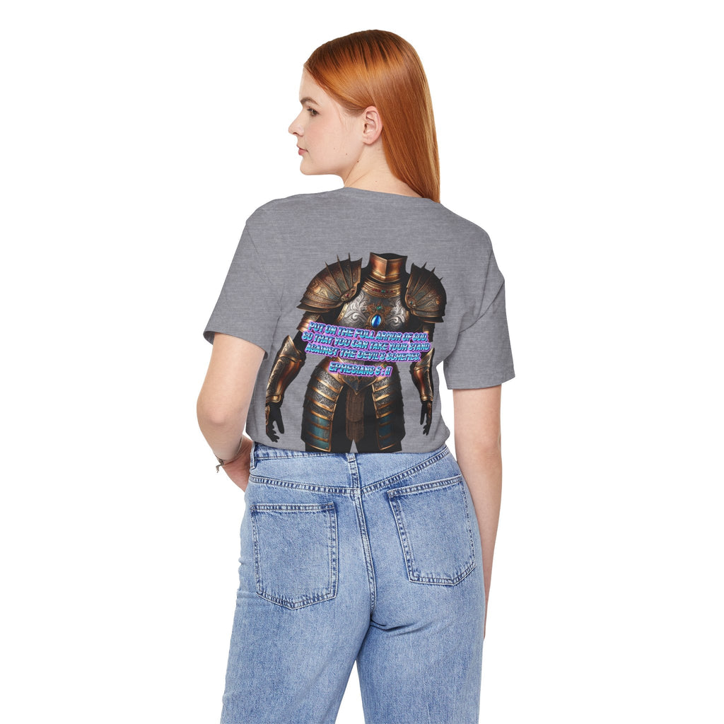 Religious Graphic Tee with Armor Of God Design Unisex Jersey Short Sleeve Tee Printify