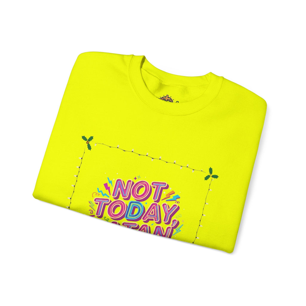 🔥 Not Today, Satan – Retro 90s Christian Sweatshirt | Neon Faith Tee | Funky Cartoon Devil | Bold Bible Verse Shirt | Uplifted Gear Printify