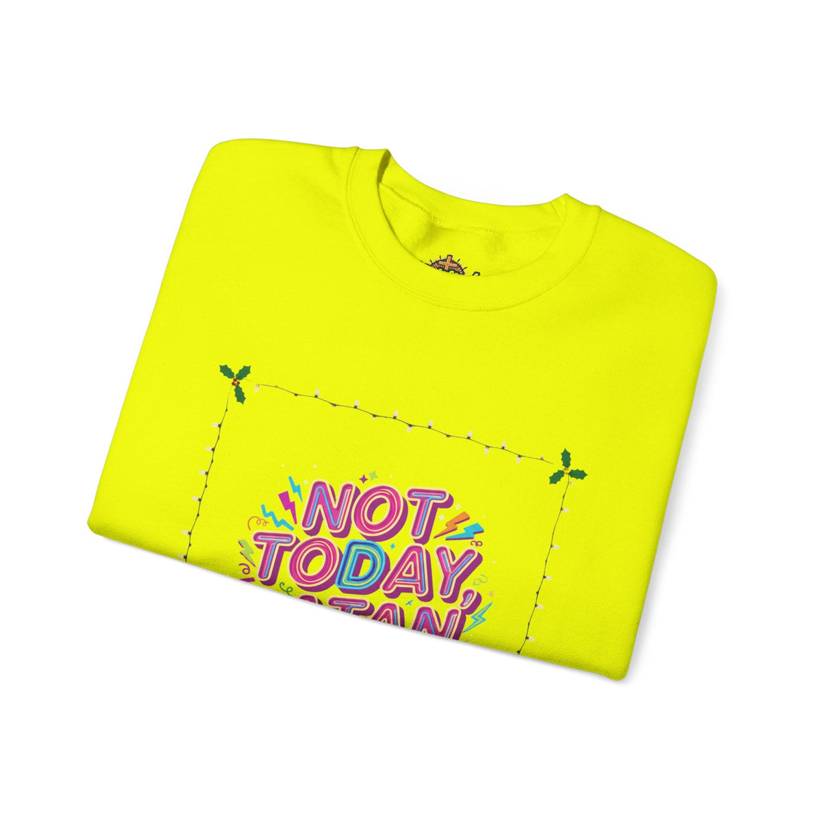 🔥 Not Today, Satan – Retro 90s Christian Sweatshirt | Neon Faith Tee | Funky Cartoon Devil | Bold Bible Verse Shirt | Uplifted Gear Printify