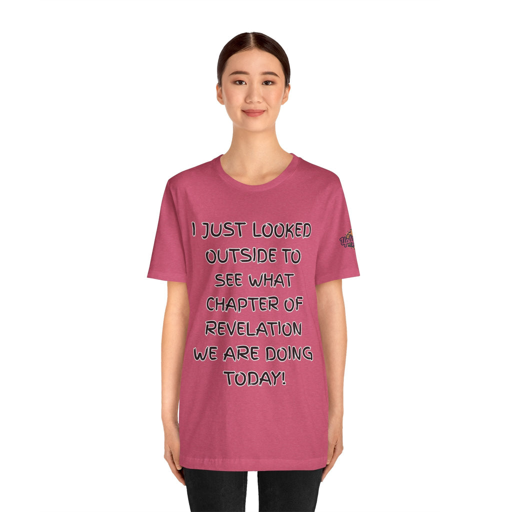 What Chapter of Revelation T-shirt – I Looked Outside My Window Christian T-shirt for End Times Humor & Faith Printify