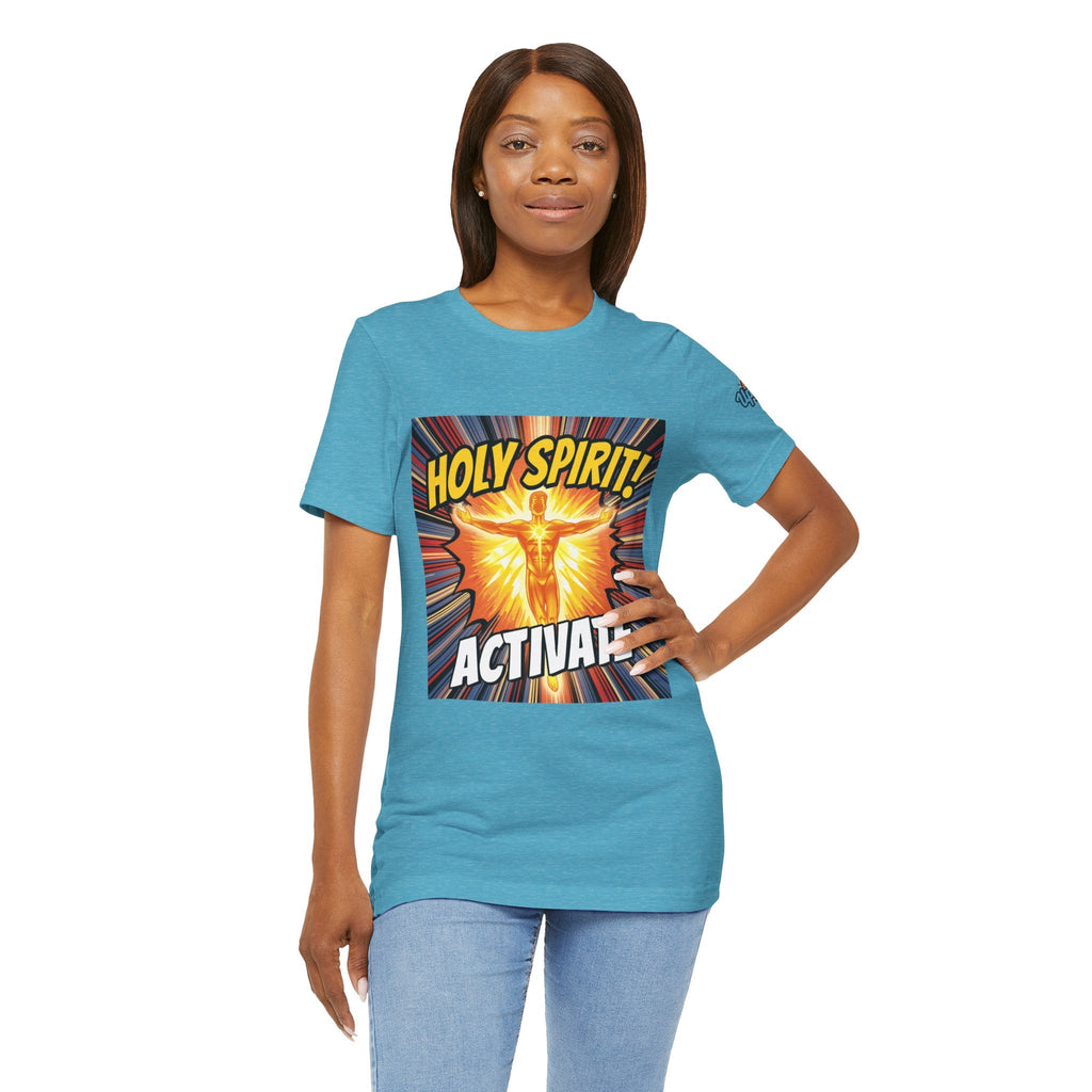 Holy Spirit Activate T-shirt – Superhero Christian T-shirt with Vibrant Power-Up Design for Faith-Fueled Boldness Printify