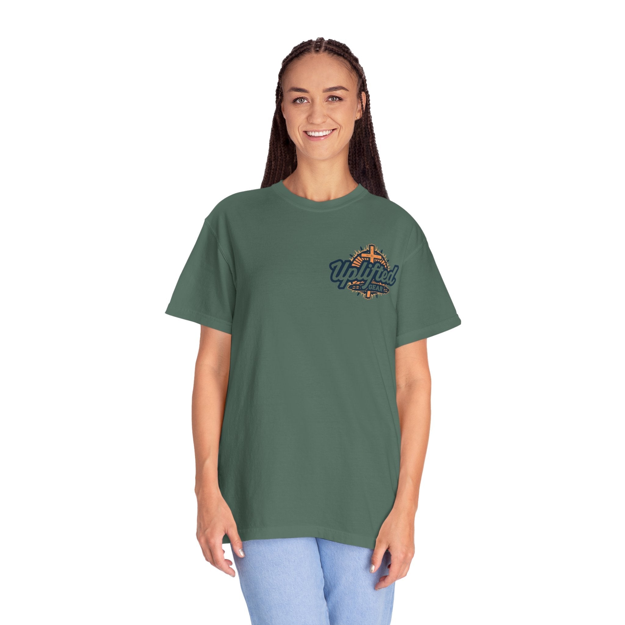 ✨ Chosen. Loved. Redeemed. – Elegant Christian T-Shirt | Gold Foil Faith Tee | Subtle Cross & Heart Design | Inspirational Bible Verse Apparel by Uplifted Gear Printify