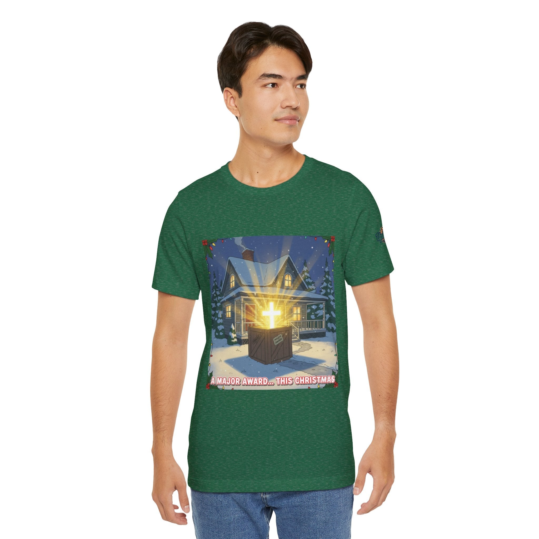 A Major Award This Christmas T-shirt – Fragile Leg Lamp Parody Cross Unboxing Christian T-shirt for Hilarious Faith & Holiday Glow Printify