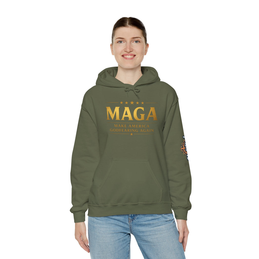 Hoodie - MAGA "Make America Godfearing Again" Political Graphic Hoodie Printify