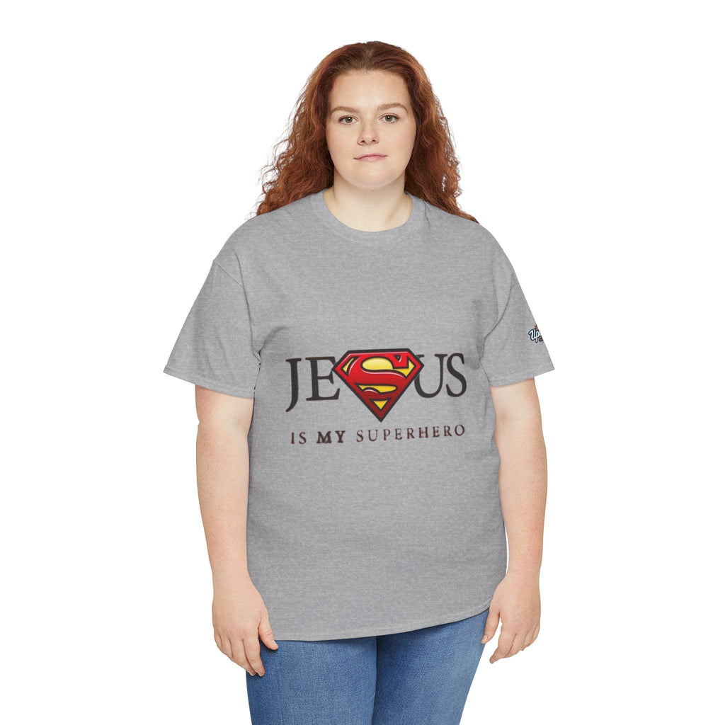 Jesus Is My Superhero T-Shirt — Faith-Based Superman-Inspired Tee Printify
