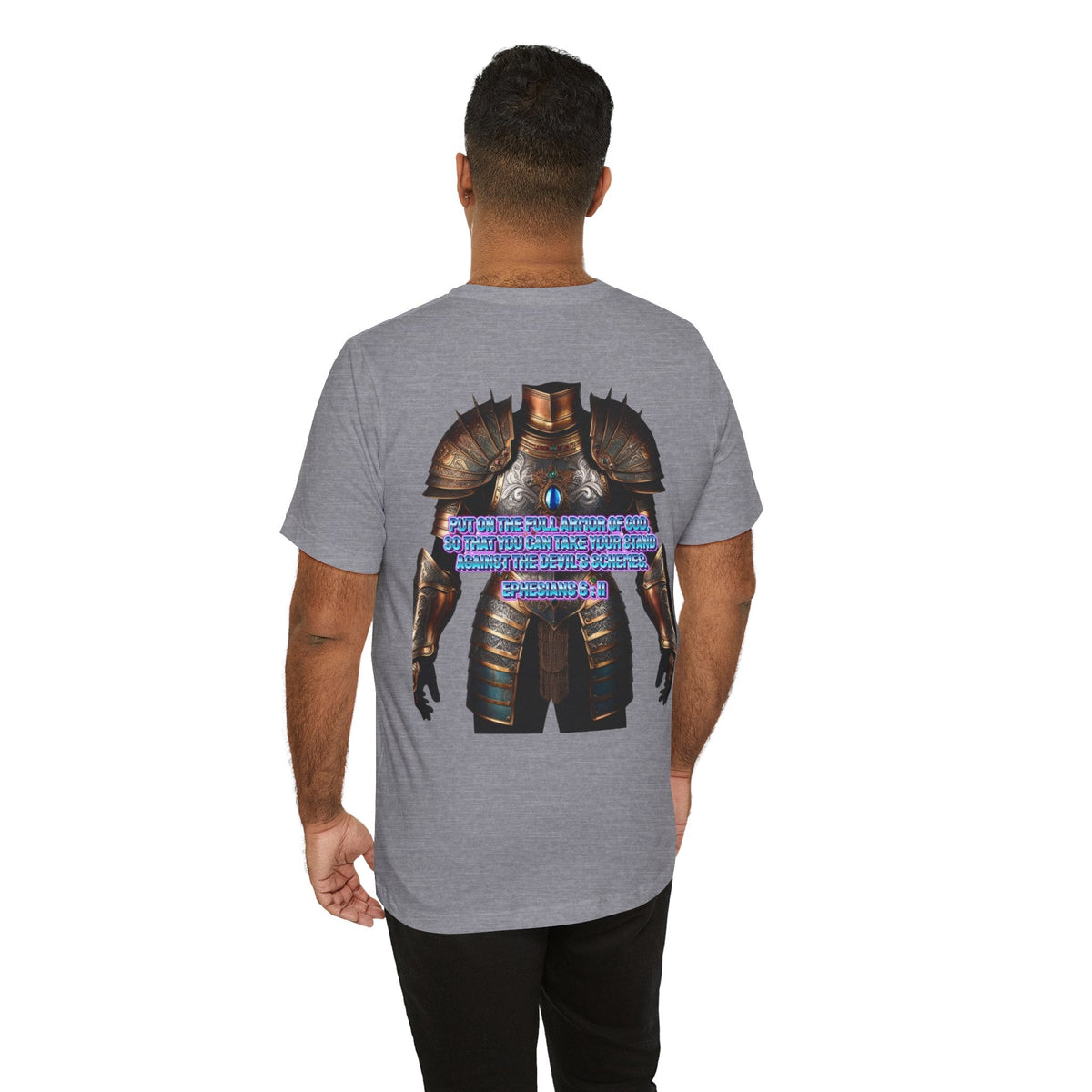 Religious Graphic Tee with Armor Of God Design Unisex Jersey Short Sleeve Tee Printify