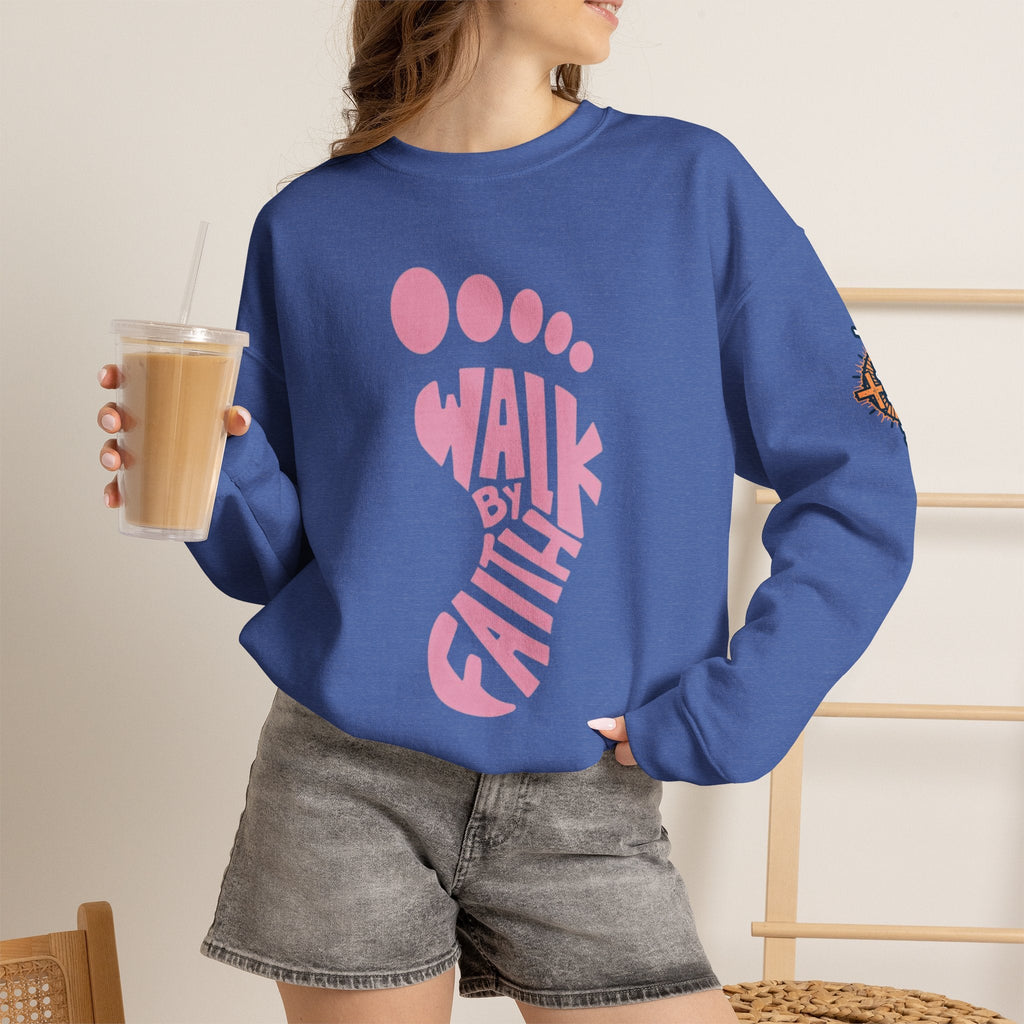 Walk By Faith Footprint Sweatshirt Printify