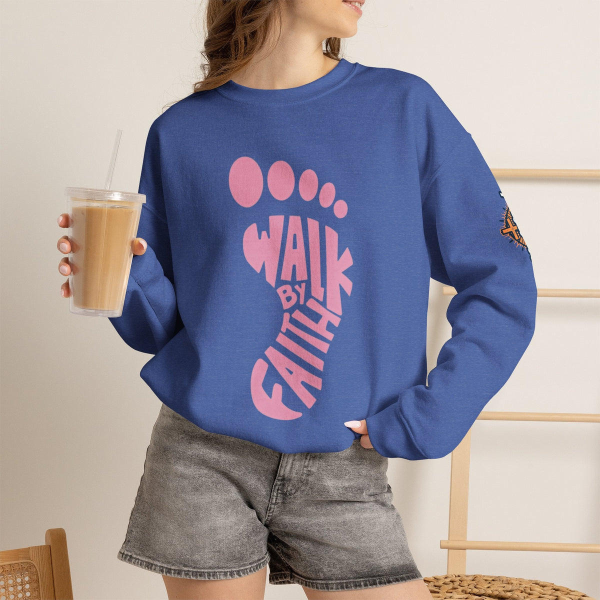 Walk By Faith Footprint Sweatshirt Printify