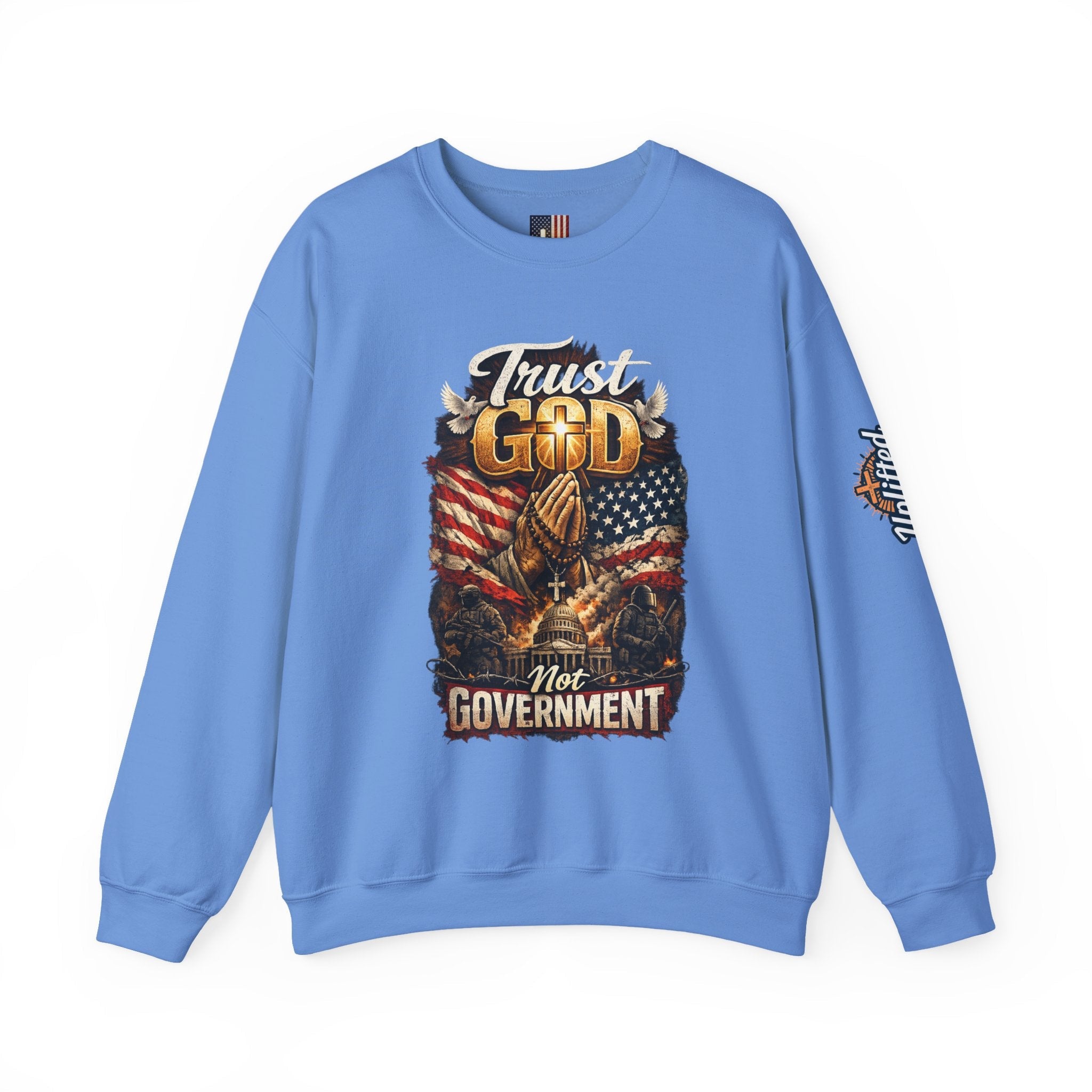 Trust God Not Government Sweatshirt — Vintage Patriotic Christian Sweatshirt Printify