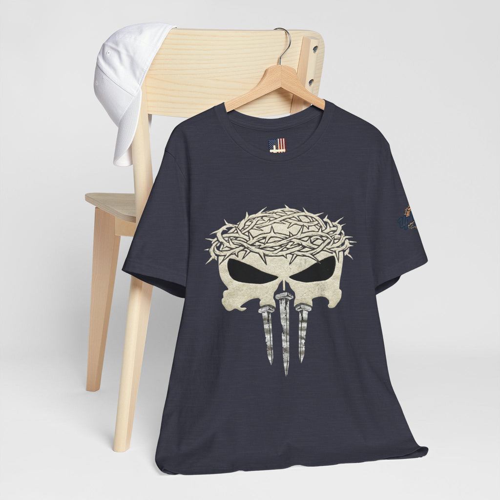 Christian Skull T-shirt - Crown of Thorns & Nails - Warrior Faith T-shirt Printify