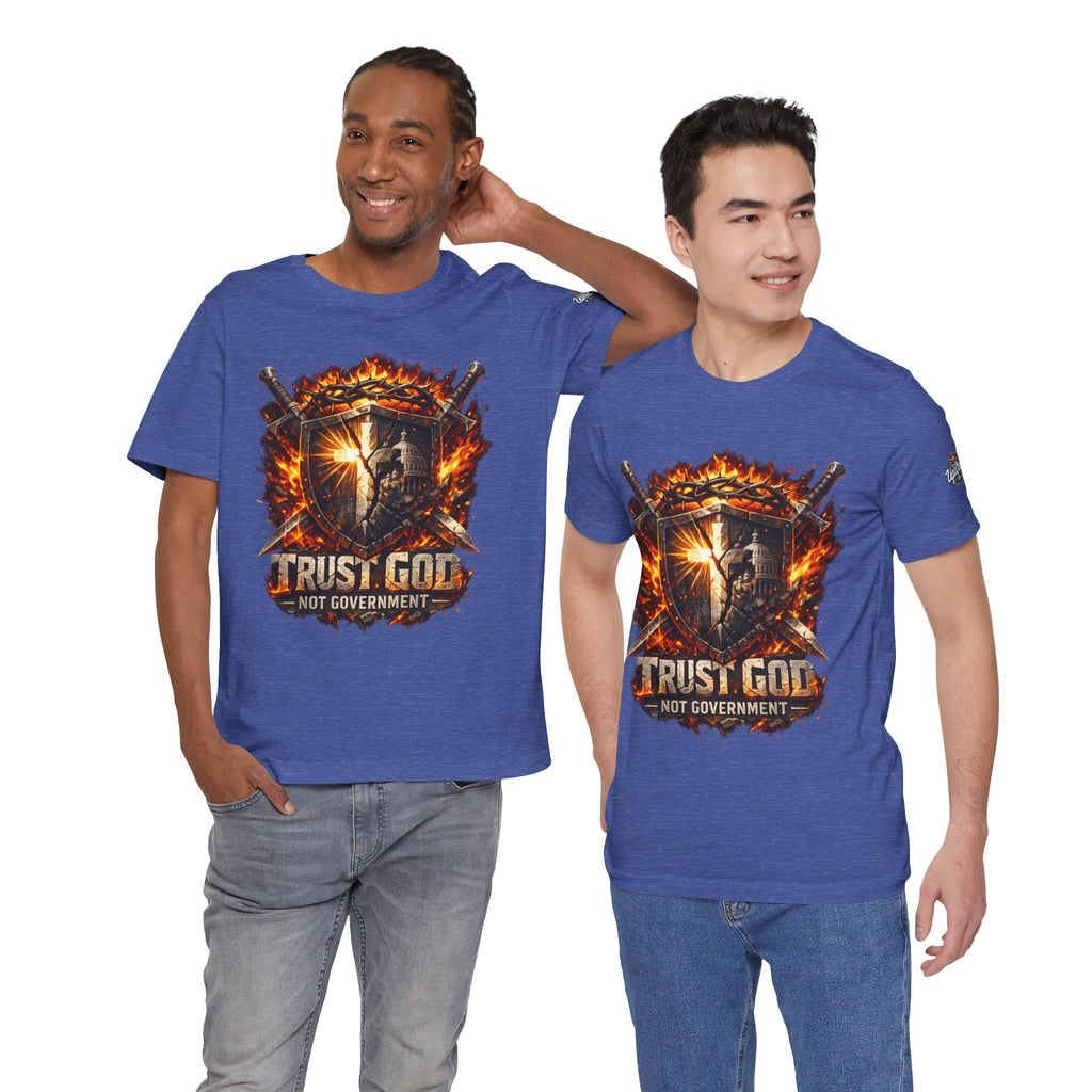 Trust God Not Government Shield Tee — Patriotic Christian Faith T-Shirt Printify
