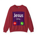 Jesus Calling Sweatshirt – Funny Cell Phone Screen Christian Sweatshirt for Divine Connection & Faith Humor Printify