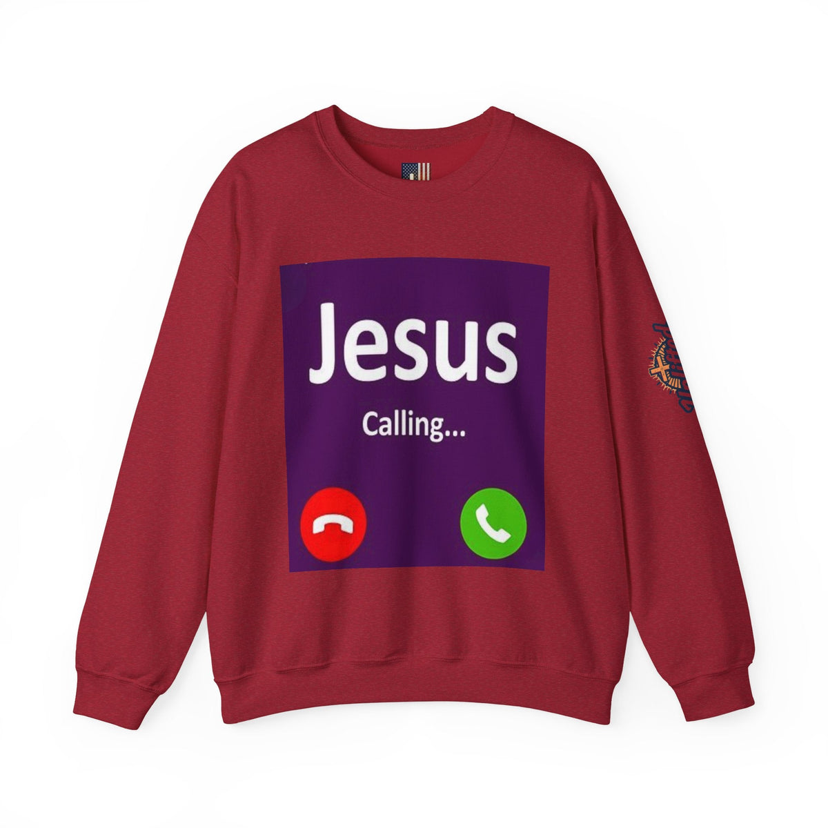 Jesus Calling Sweatshirt – Funny Cell Phone Screen Christian Sweatshirt for Divine Connection & Faith Humor Printify