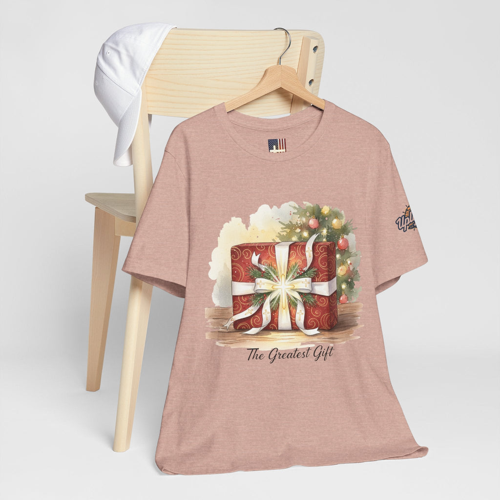 The Greatest Gift T-shirt – Cross Bow Present Christian T-shirt for Christmas Salvation & Eternal Faith Printify